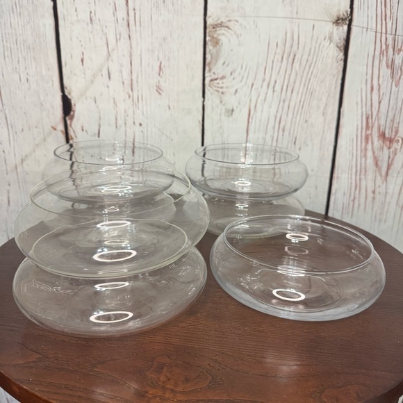 Shallow Glass Bowl Floral Vase or Terrarium 7 Pc lot Used for Table Centerpieces - Picture 1 of 16